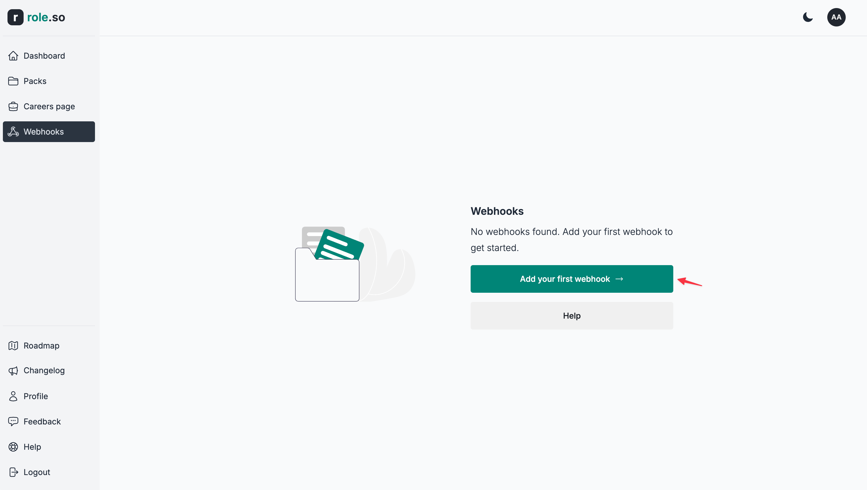 Click add webhook button